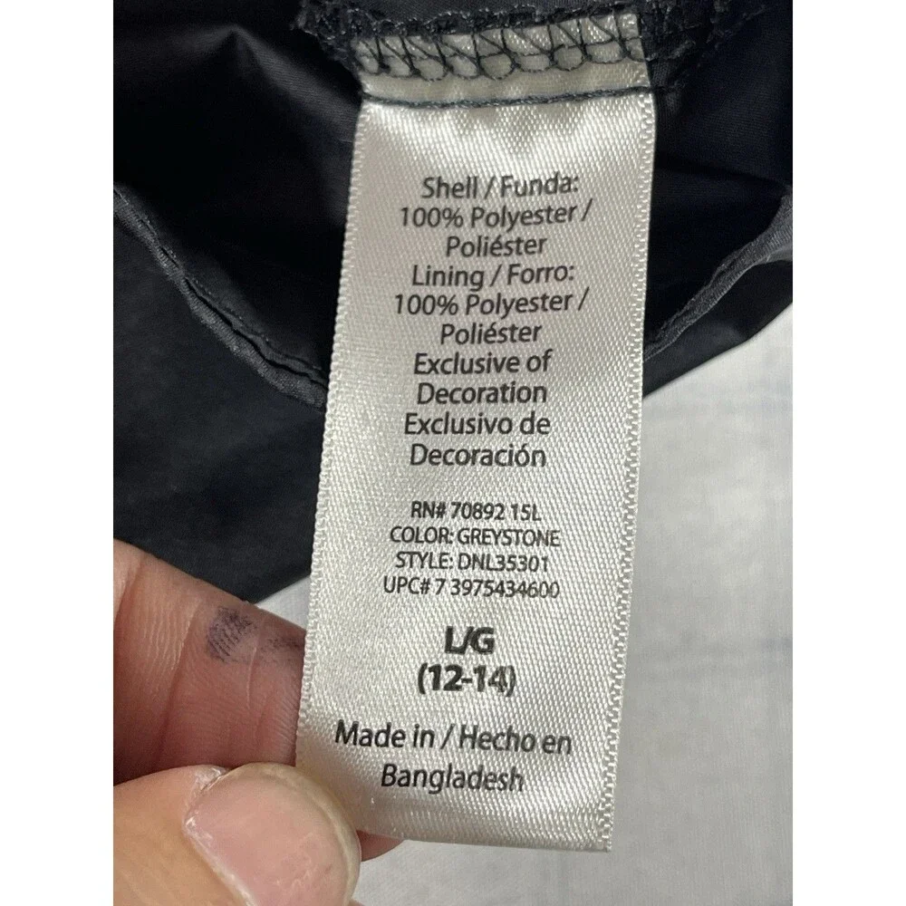 Danskin Now Women's Hooded Windbreaker Jacket Size L (12-14) Gray Pink Athletic